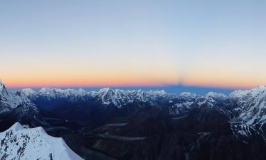 Everest and Island Peak Trek with stunning Himalayan mountains, glaciers, and climbers ascending Island Peak