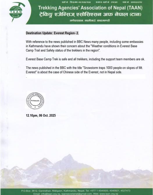 Everest Region Trekking Update: Safety Assured on Nepal Side 2025