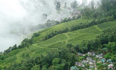 Gangtok city view with Himalayan mountains in the background