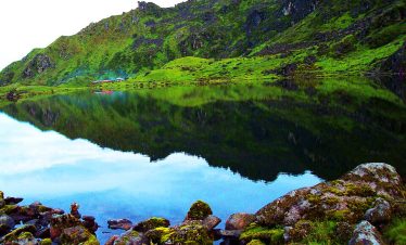 Panch Pokhari during the monsoon in August when people gather to honor the holy lakes.