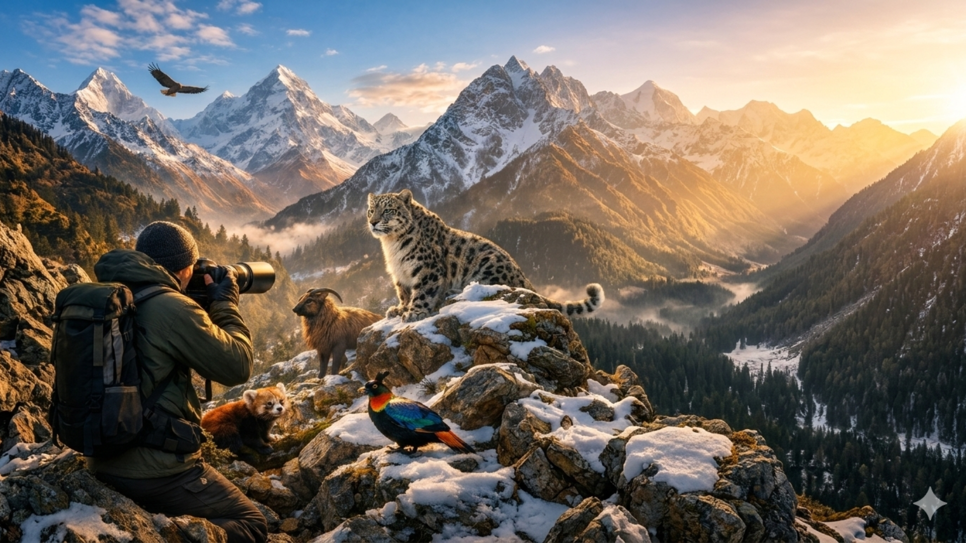 Best Camera Gear for Himalayan Wildlife Photography Nepal is using professional telephoto camera lens capturing wildlife.