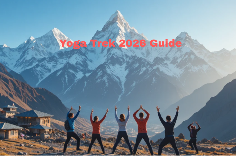 Everest Base Camp Yoga Trek 2026 Guide with Himalayan mountains and yoga practice in Nepal