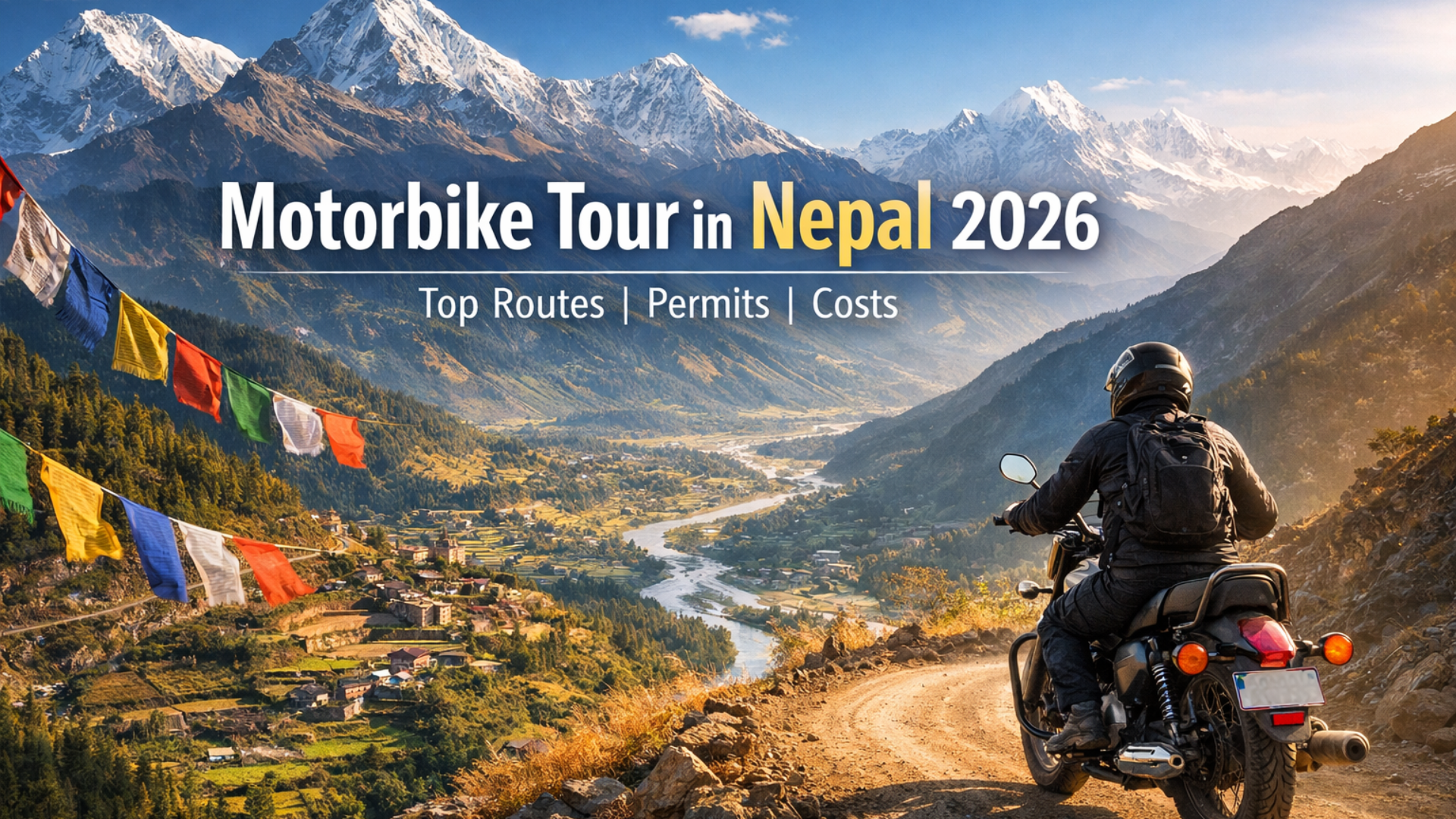 Motorbike Tour in Nepal 2026: Routes, Permits & Costs rider is an exploring scenic Himalayan roads during a motorbike tour in Nepal 2026.