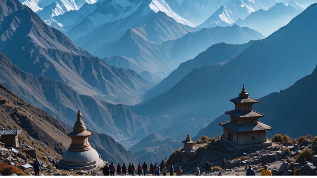 Travel guide to Nepal culture mountains and heritage featuring Himalayan landscapes, Kathmandu temples, and famous tourist destinations.